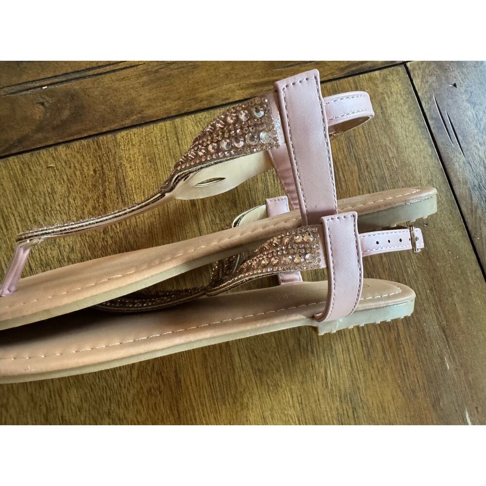Jessica Carlyle Rose Gold Rhinestone Flat Sandals Women’s Size 10 - Picture 8 of 8